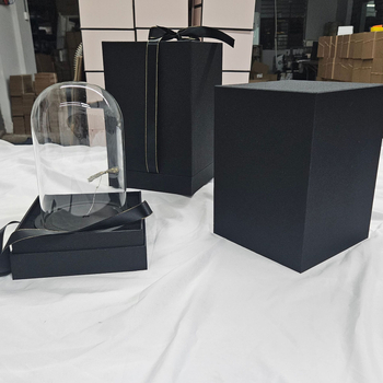 Кутия за подарък с вечни цветя под стъклен купол, копринено покритие, вдъхновена от Малкия принц, възможност за печат на лого