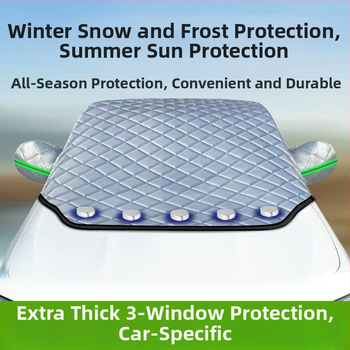 Téli védőfedél az autó első szélvédőjére alumíniumfilmmel, fagyvédő, UV-védelem és hótakarás, vastagított félfedél