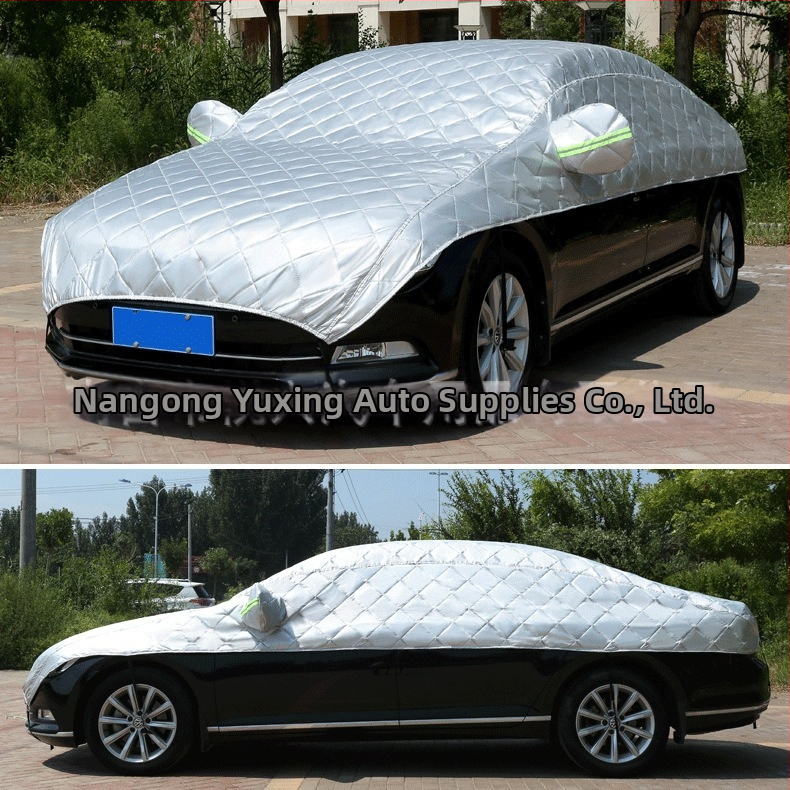 Téli védőfedél az autó első szélvédőjére alumíniumfilmmel, fagyvédő, UV-védelem és hótakarás, vastagított félfedél