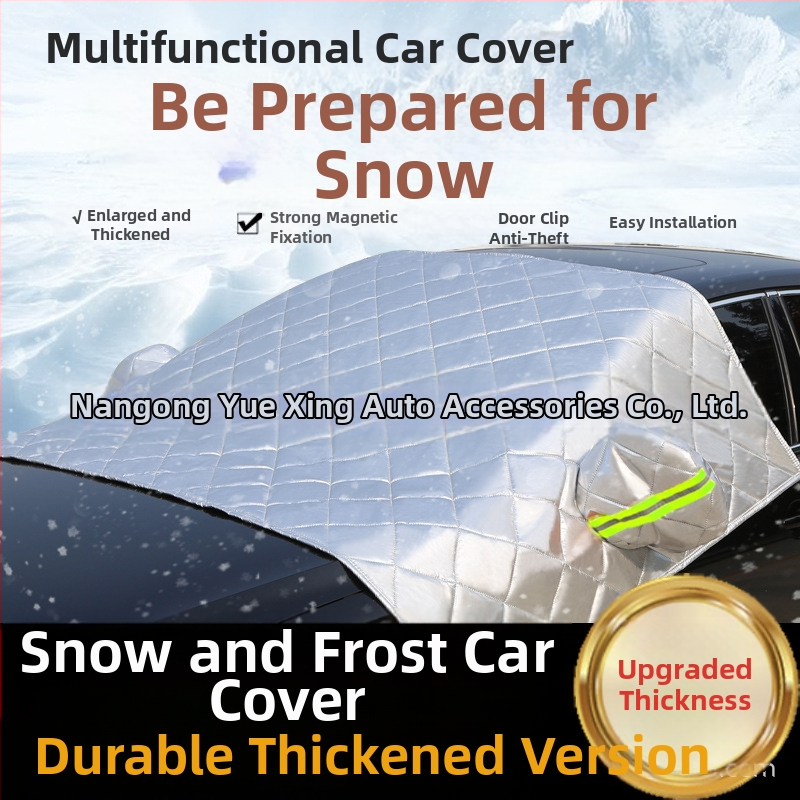 Téli védőfedél az autó első szélvédőjére alumíniumfilmmel, fagyvédő, UV-védelem és hótakarás, vastagított félfedél