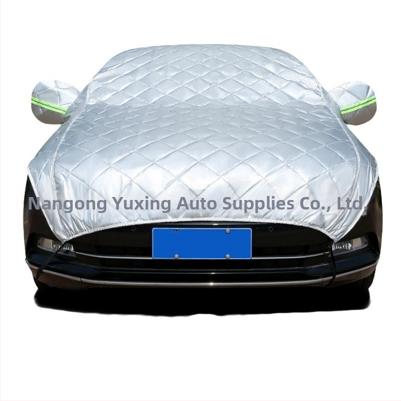 Téli védőfedél az autó első szélvédőjére alumíniumfilmmel, fagyvédő, UV-védelem és hótakarás, vastagított félfedél