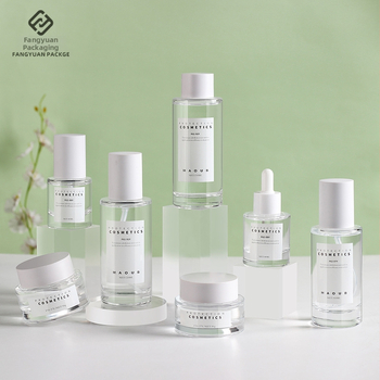 Γυάλινα μπουκαλάκια καλλυντικών με σταγονόμετρο: κρέμα, ορός, λοσιόν και αιθέριο έλαιο — δυνατότητα προσαρμοσμένου εκτύπωσης