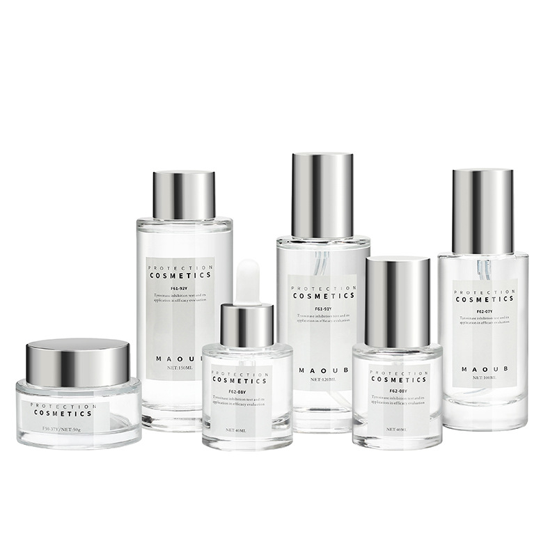 Γυάλινα μπουκαλάκια καλλυντικών με σταγονόμετρο: κρέμα, ορός, λοσιόν και αιθέριο έλαιο — δυνατότητα προσαρμοσμένου εκτύπωσης