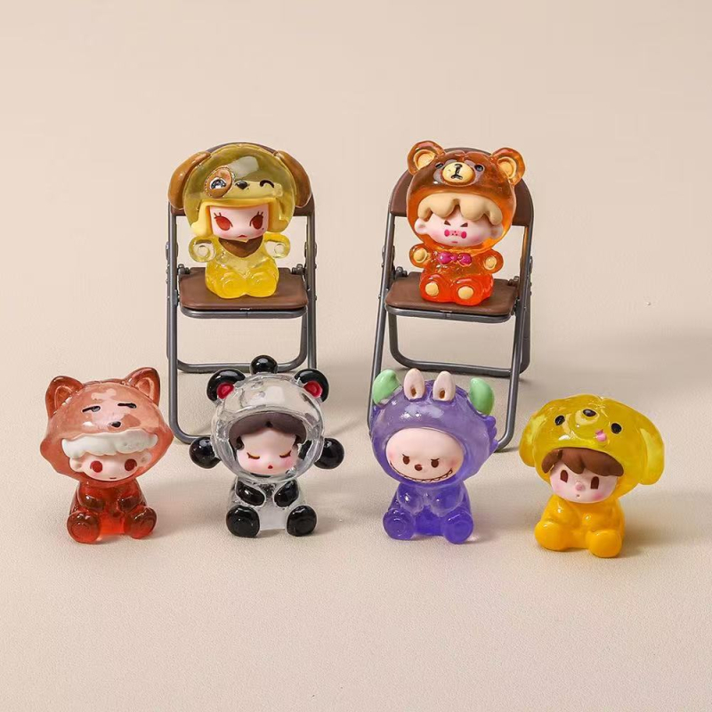 Светеща боядисана фигура от смола на животно – DIY декоративен елемент за бюро или кола, сладко малко фигурче