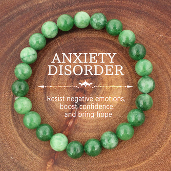 Гривна от естествени камъни с мъниста нефрит Qinggan и зелен ахат – ръчна изработка, унисекс