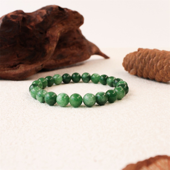 Гривна от естествени камъни с мъниста нефрит Qinggan и зелен ахат – ръчна изработка, унисекс