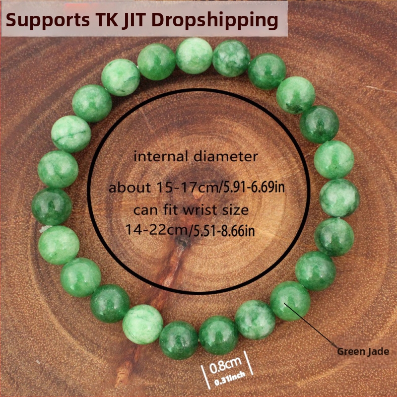 Гривна от естествени камъни с мъниста нефрит Qinggan и зелен ахат – ръчна изработка, унисекс