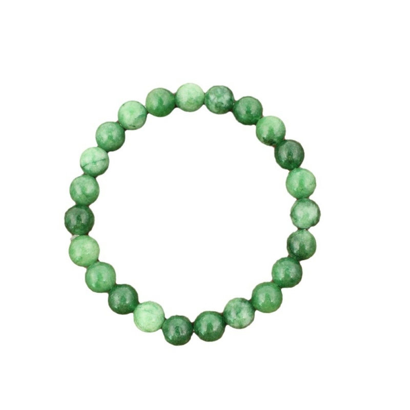 Гривна от естествени камъни с мъниста нефрит Qinggan и зелен ахат – ръчна изработка, унисекс