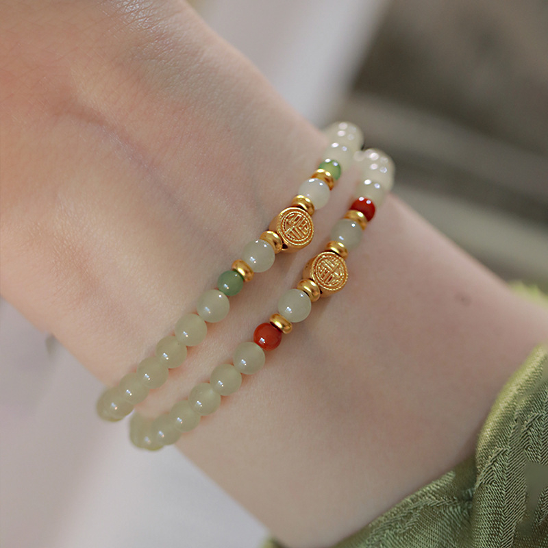 Гривна от хетиански нефрит за жени, 2025 нов стил, китайски ретро стил, лек лукс, нишово бижу