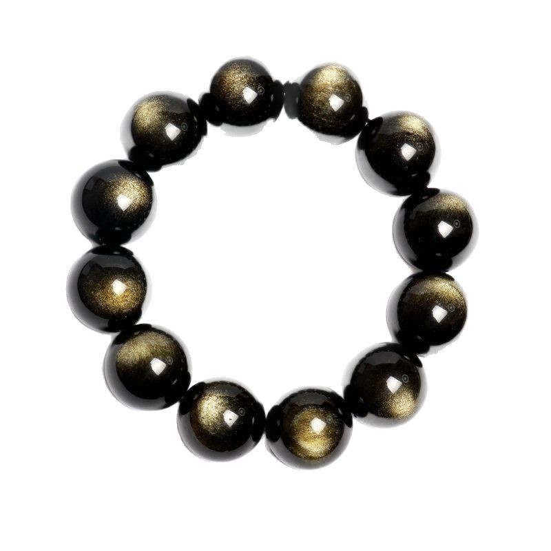Натурална златна обсидианова гривна - стилен луксозен аксесоар за мъже