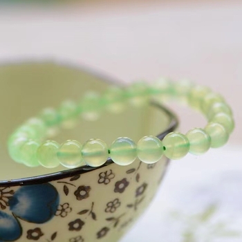 Естествена зелена халцедонова гривна за жени, колекционерски клас, ледено прозрачни кристални мъниста