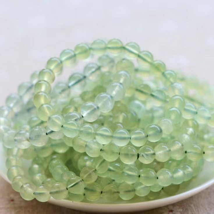 Естествена зелена халцедонова гривна за жени, колекционерски клас, ледено прозрачни кристални мъниста