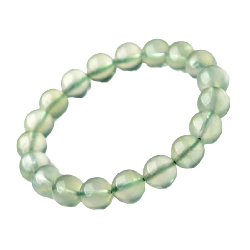 Естествена зелена халцедонова гривна за жени, колекционерски клас, ледено прозрачни кристални мъниста