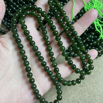 Огърлица от яшма с мъниста с черни точки, дълъг синджир, унисекс стил