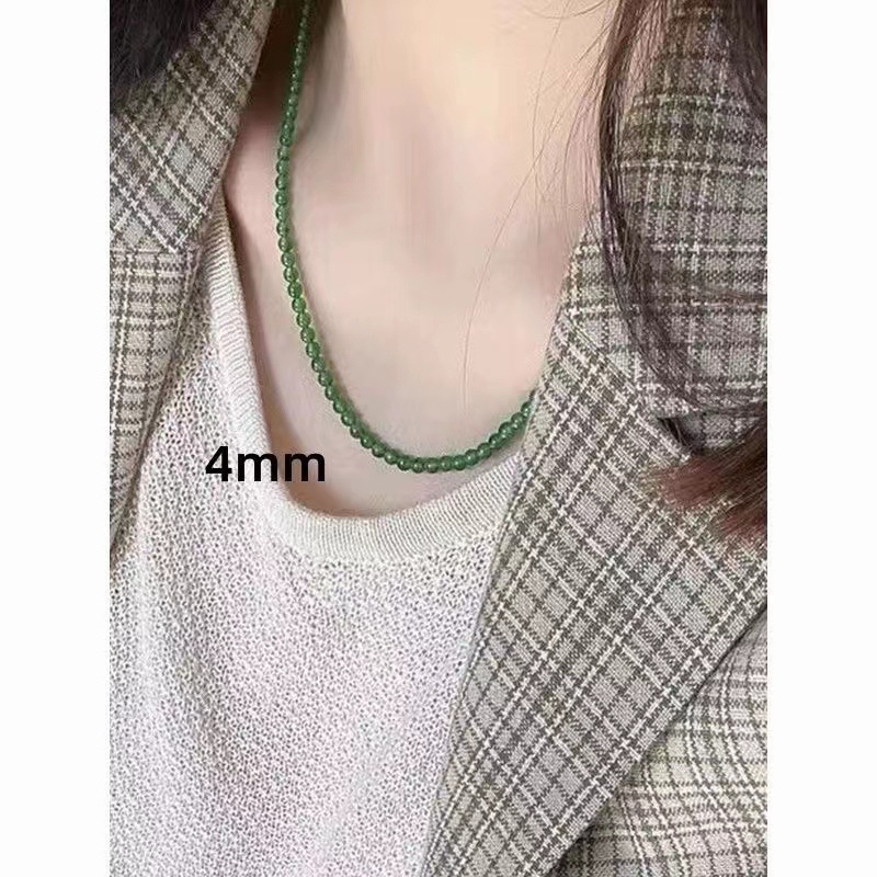 Огърлица от яшма с мъниста с черни точки, дълъг синджир, унисекс стил