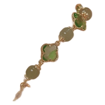 Нов естествен хетиански нефрит, гривна с издърпваща се четирилистна детелина, нишов дизайн, елегантна и минималистична.