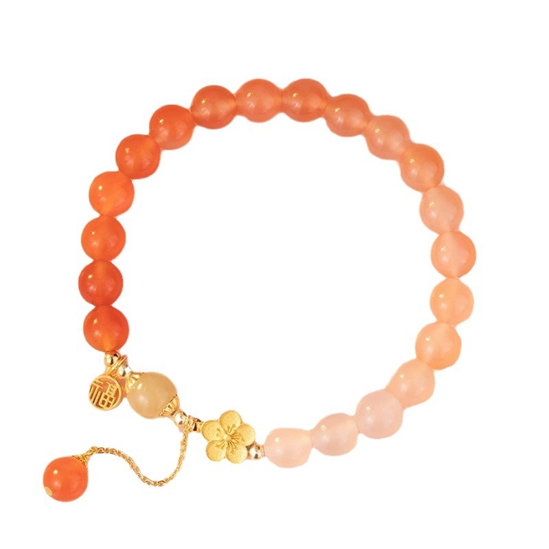 Сребърна гривна с мотив прасковено цвете и Хетиан нефрит, за жени, лек лукс, 2023