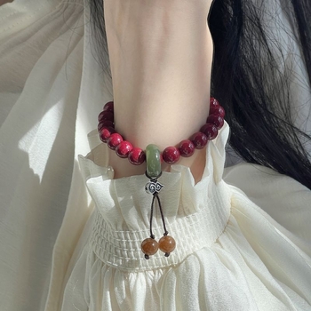 Гривна от Хетянски нефрит и мъниста от пурпурно-златен пясък, мъниста с форма на тиква от киновар и модел със захарен дизайн, етно стил, подарък за жена