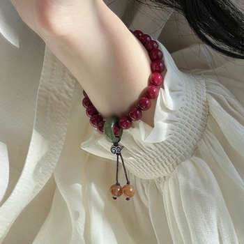 Гривна от Хетянски нефрит и мъниста от пурпурно-златен пясък, мъниста с форма на тиква от киновар и модел със захарен дизайн, етно стил, подарък за жена