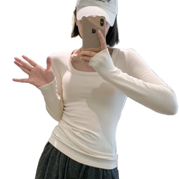 Дамска термо-блуза с дълъг ръкав, квадратно деколте, ултра тънка вискоза, прилегнал силует.