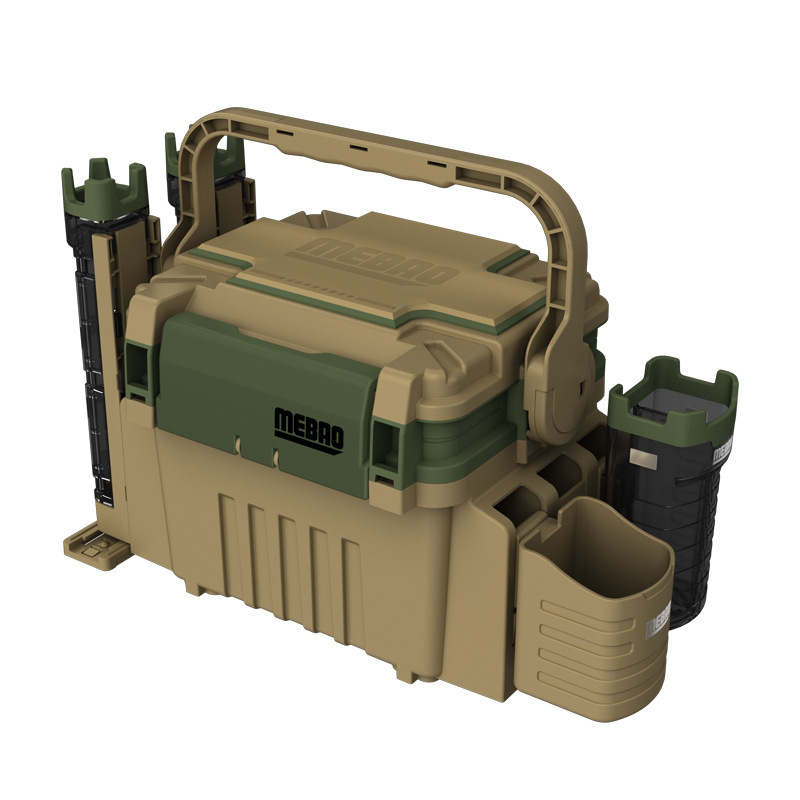 Нов модел комплект за риболовна кутия: многофункционален държач за пръчки, седалка за риболов и усилена морска кутия за съхранение