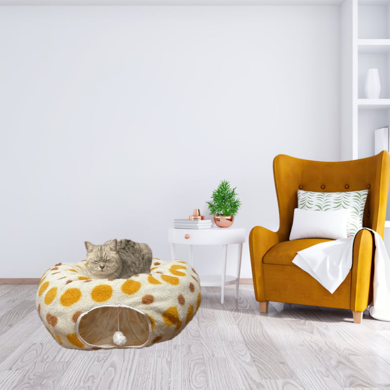 Tunel za mačke od ovčje vune u obliku krofne, gnijezdo