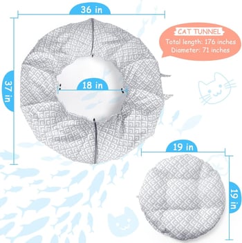 Sklopivi vodootporni mačji dom s otiskom i integriranim mačjim tunelom — prilagodljiva igračka za kućne ljubimce