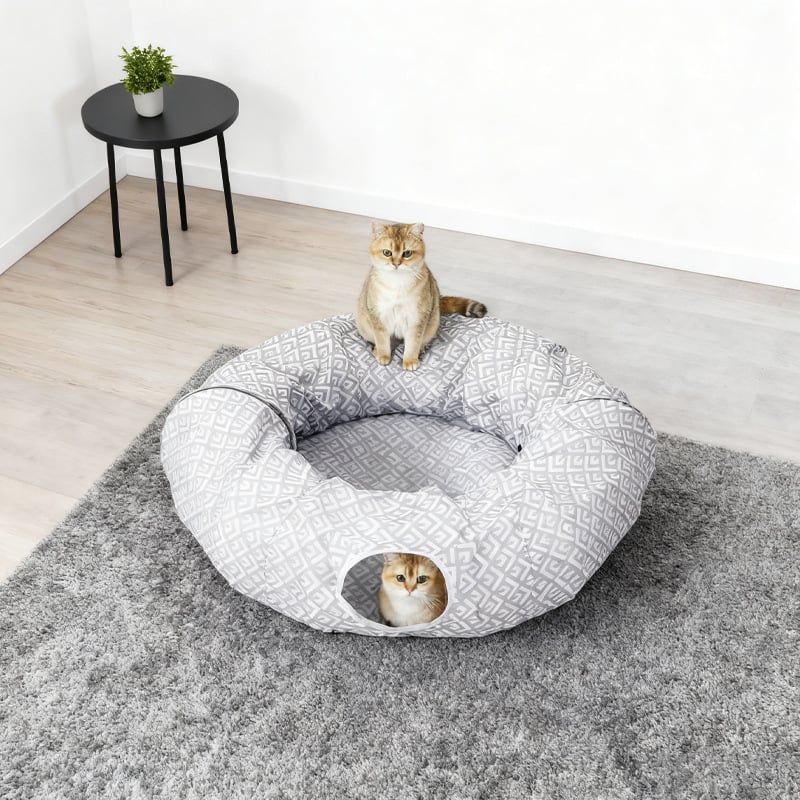 Sklopivi vodootporni mačji dom s otiskom i integriranim mačjim tunelom — prilagodljiva igračka za kućne ljubimce