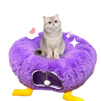 Dopamin ljubičasti plišani sklopivi tunel za mačke, u obliku krofne