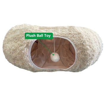 Roza plišani tunel za mačke, sklopivi, topao za jesen i zimu