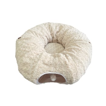 Roza plišani tunel za mačke, sklopivi, topao za jesen i zimu