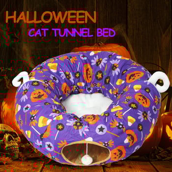Tunel za mačke s Halloween temom, prozračan tunel od tkanine, namijenjen za unutarnju upotrebu, prilagodljiv