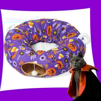 Tunel za mačke s Halloween temom, prozračan tunel od tkanine, namijenjen za unutarnju upotrebu, prilagodljiv