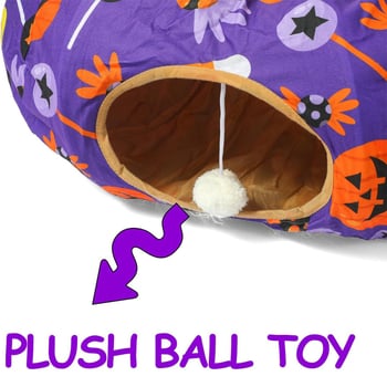 Tunel za mačke s Halloween temom, prozračan tunel od tkanine, namijenjen za unutarnju upotrebu, prilagodljiv