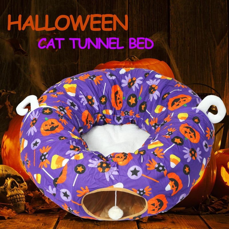 Tunel za mačke s Halloween temom, prozračan tunel od tkanine, namijenjen za unutarnju upotrebu, prilagodljiv