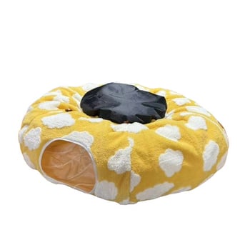 Sklopivi plišani tunel za mačke, u obliku donuta, mekan i udoban