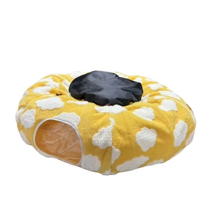 Sklopivi plišani tunel za mačke, u obliku donuta, mekan i udoban