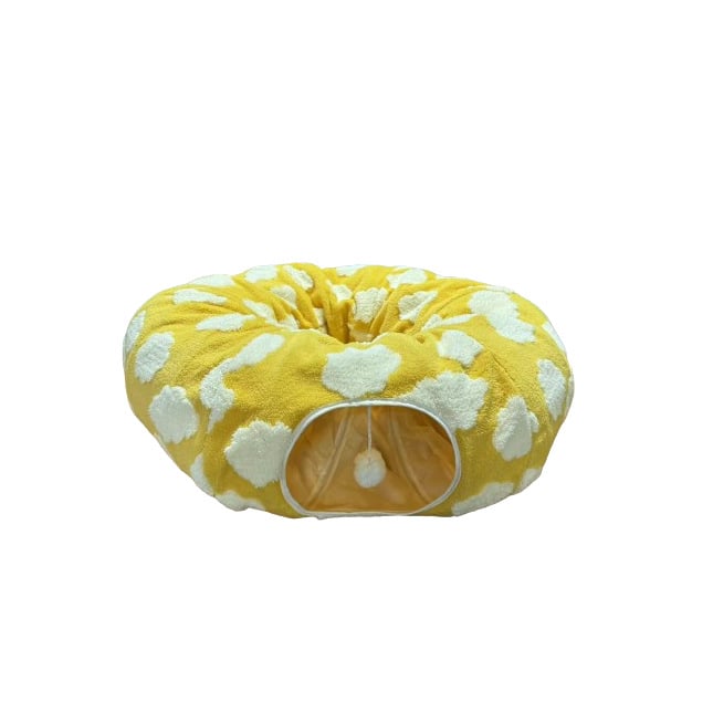 Sklopivi plišani tunel za mačke, u obliku donuta, mekan i udoban