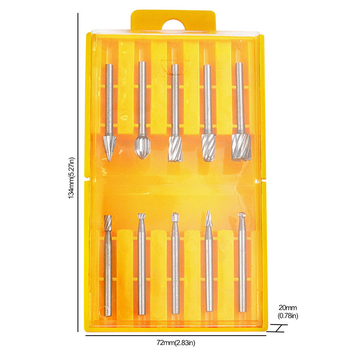 Сребърен комплект от 10 части въртящи фрези от високоскоростна стомана за дървообработване — коренова и ядрова дърворезба