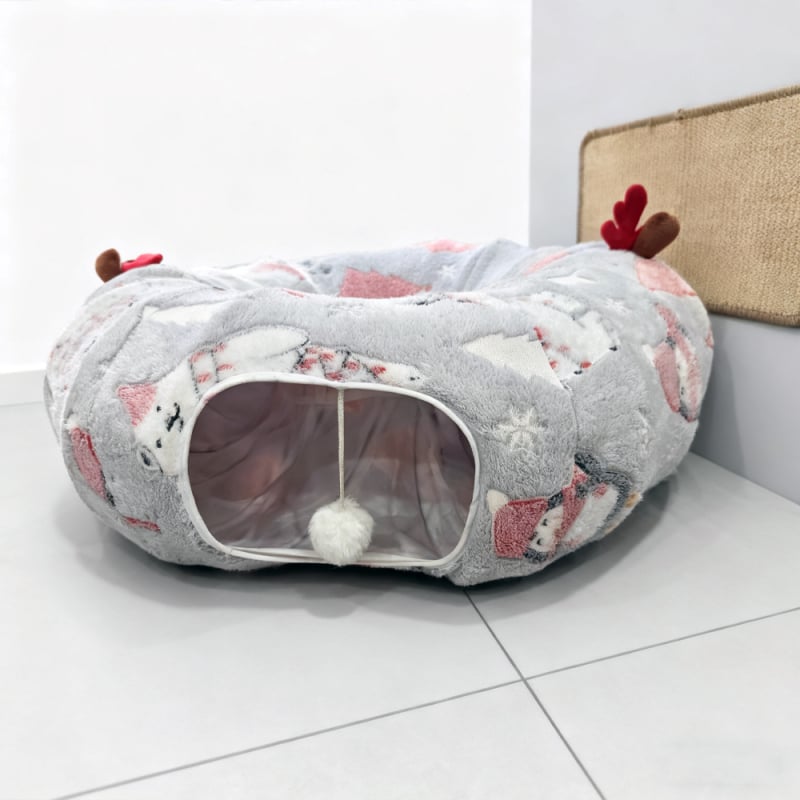 Plišani tunel za mačke s kratkom dlakom, svijetleći u tami i zatvorenim skloništem