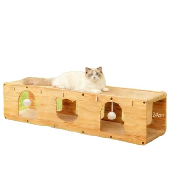Velika kućica za mačke s uspravnom pločom za grebanje, mačjim tunelom i igračkom za samostalnu zabavu, izdržljiva ploča za grebanje