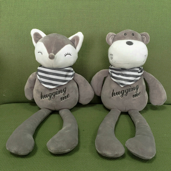 Плюшено зайче с дълги уши, мини размер, сиво-бяло, 15 cm, детска плюшена играчка
