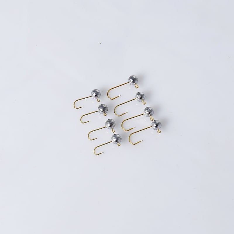 Кука със оловна глава, размер 6/8, златиста с зелени акценти, за риболов