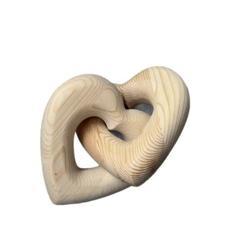 Дървена сърцевидна украса за дома с дървена верига от пръстени, минималистичен стил