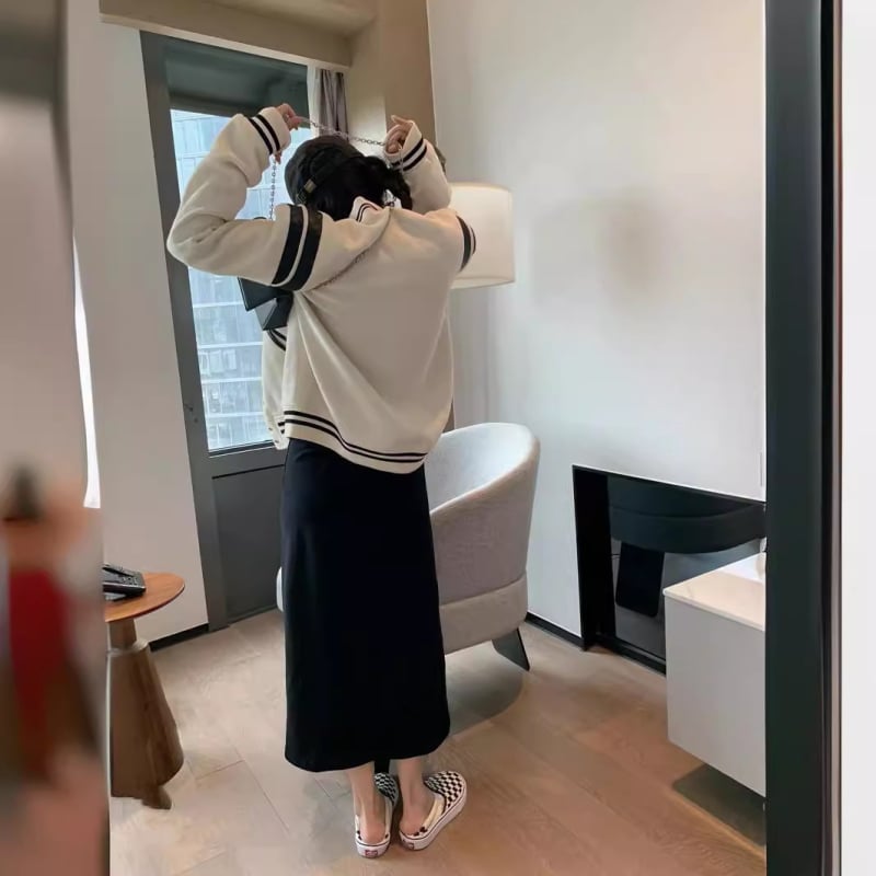 Удебелено черно-бяло вълнено бейзболно яке, унисекс, с контрастни шевове в цветови блокове