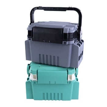 Компактна риболовна кутия с вградена седалка и мултифункционално съхранение за примамки и аксесоари