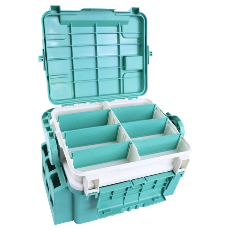 Компактна риболовна кутия с вградена седалка и мултифункционално съхранение за примамки и аксесоари