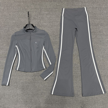 A1O Ριγέ σετ γιόγκα για γυναίκες – σφιχτό τοπ για τη μέση, ανυψώνει τους γλουτούς, παντελόνια γιόγκα με χρωματικούς μπλοκ