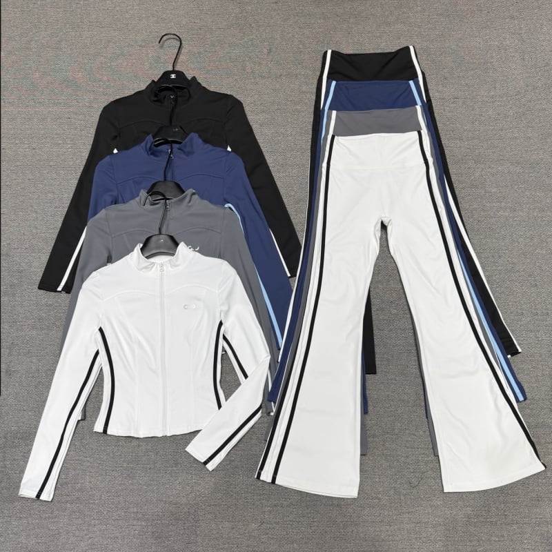 A1O Ριγέ σετ γιόγκα για γυναίκες – σφιχτό τοπ για τη μέση, ανυψώνει τους γλουτούς, παντελόνια γιόγκα με χρωματικούς μπλοκ