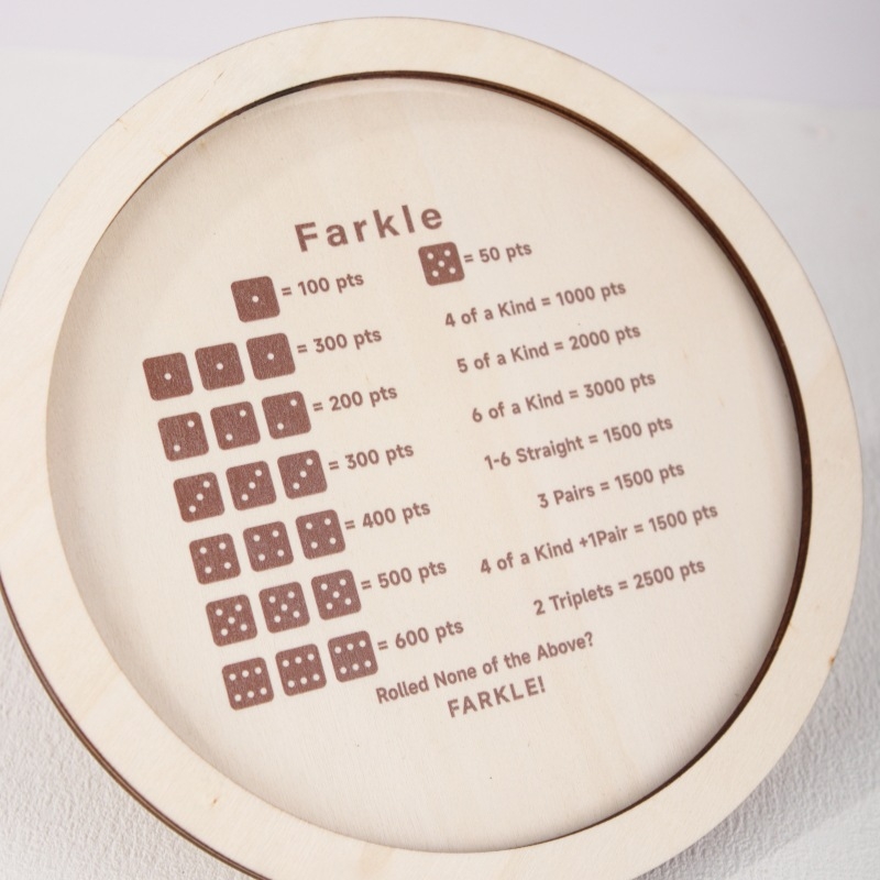 Персонализирана дървена тава за зарове Farkle